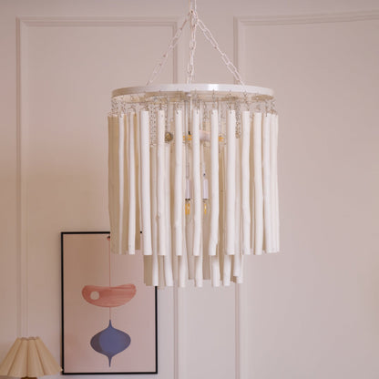 Layerwood Black White Multi-Light Chandelier