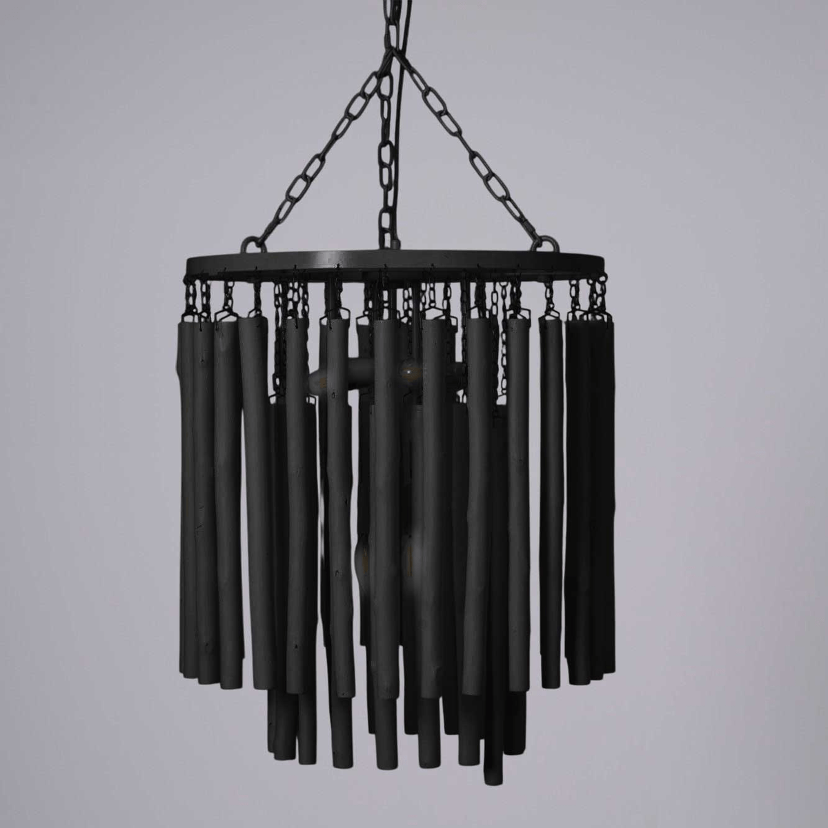 Layerwood Black White Multi-Light Chandelier