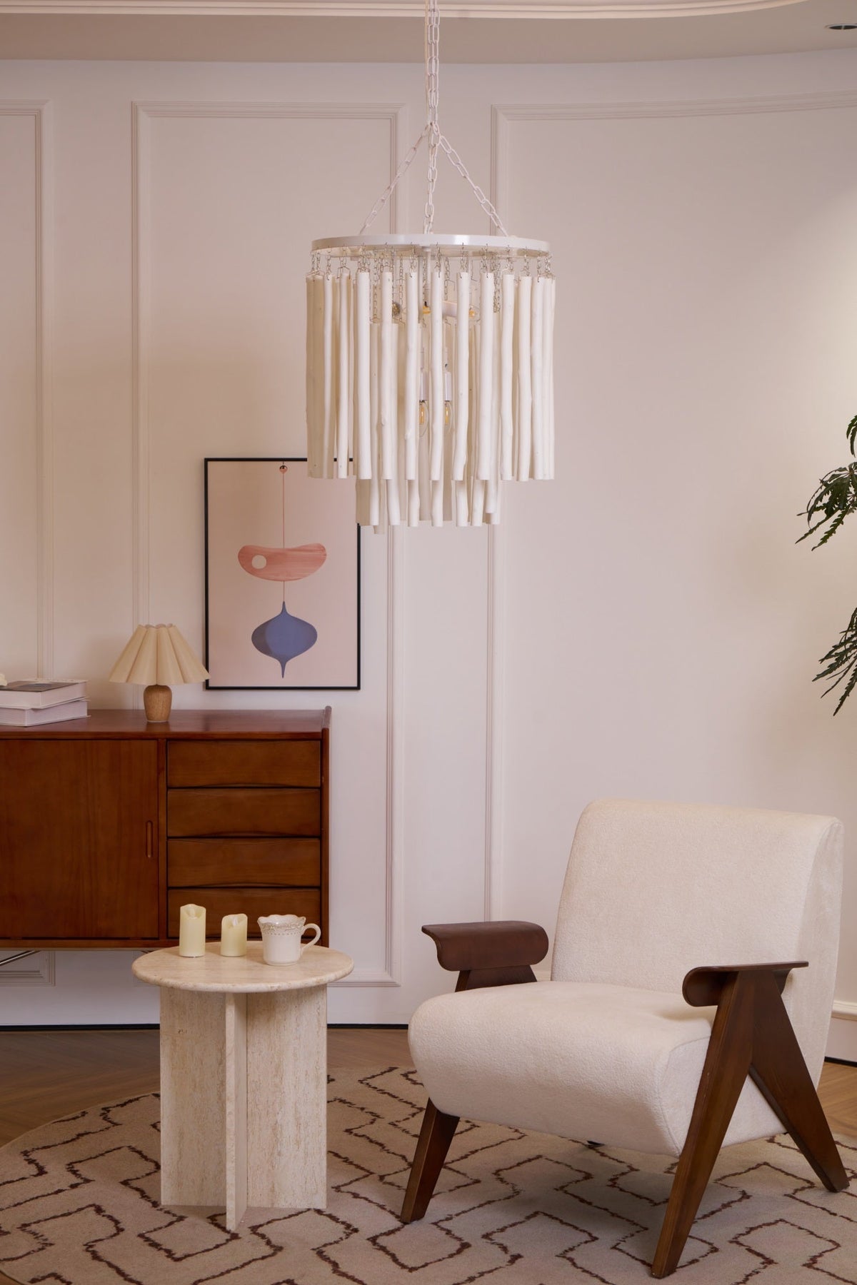 Layerwood Black White Multi-Light Chandelier