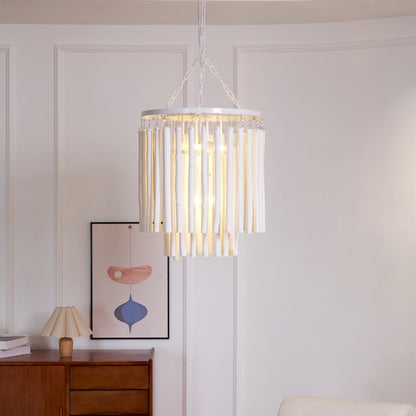 Layerwood Black White Multi-Light Chandelier