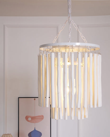 Layerwood Black White Multi-Light Chandelier