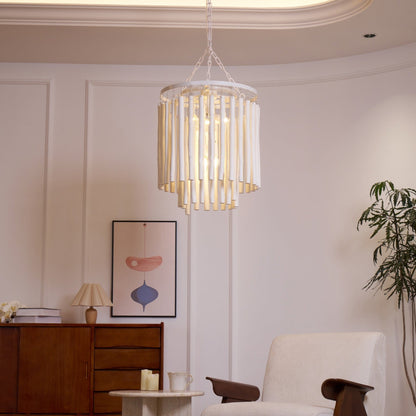 Layerwood Black White Multi-Light Chandelier