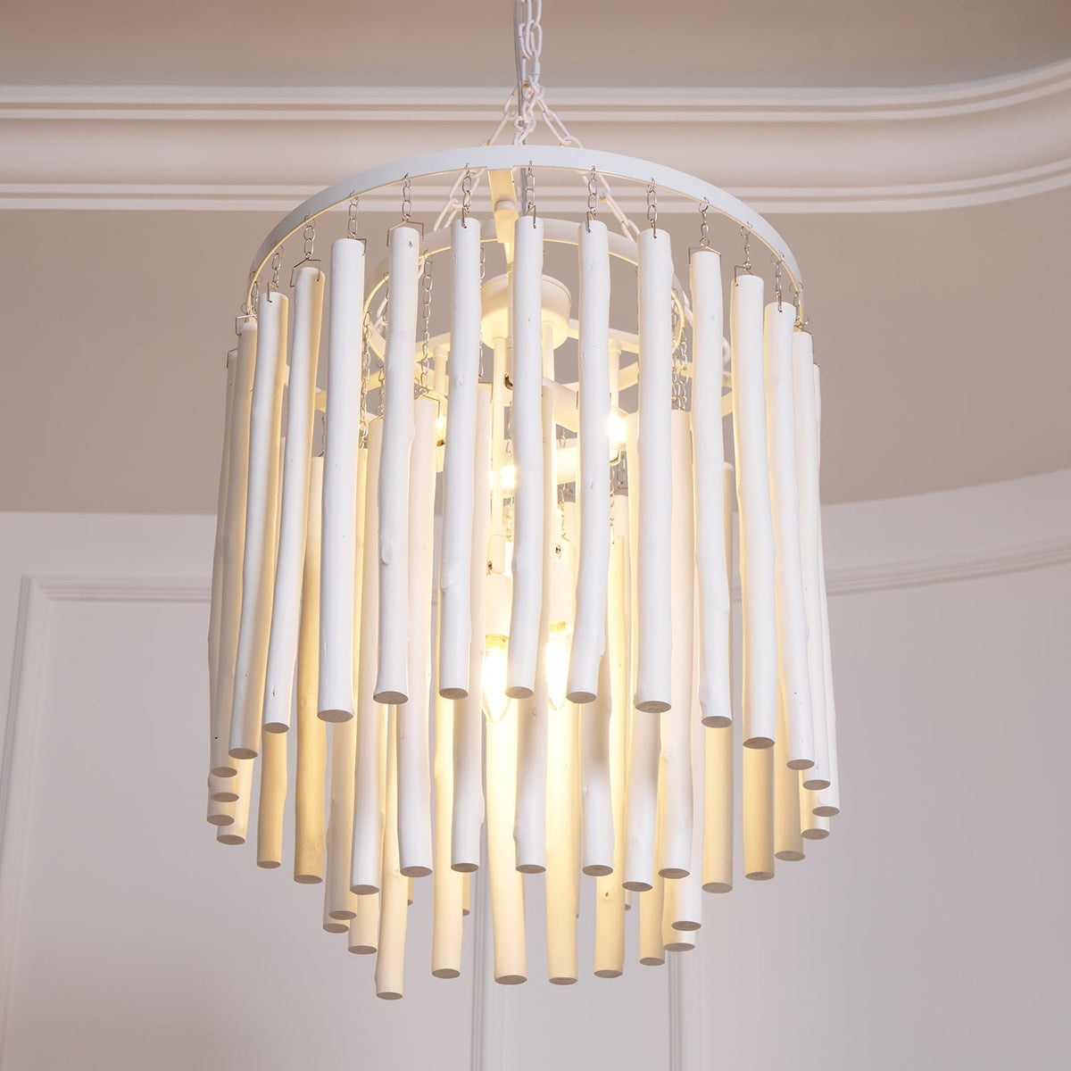 Layerwood Black White Multi-Light Chandelier