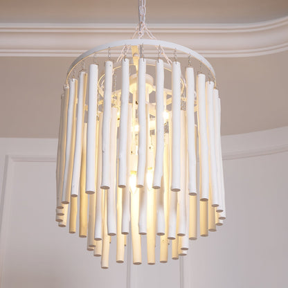 Layerwood Black White Multi-Light Chandelier