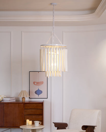 Layerwood Black White Multi-Light Chandelier
