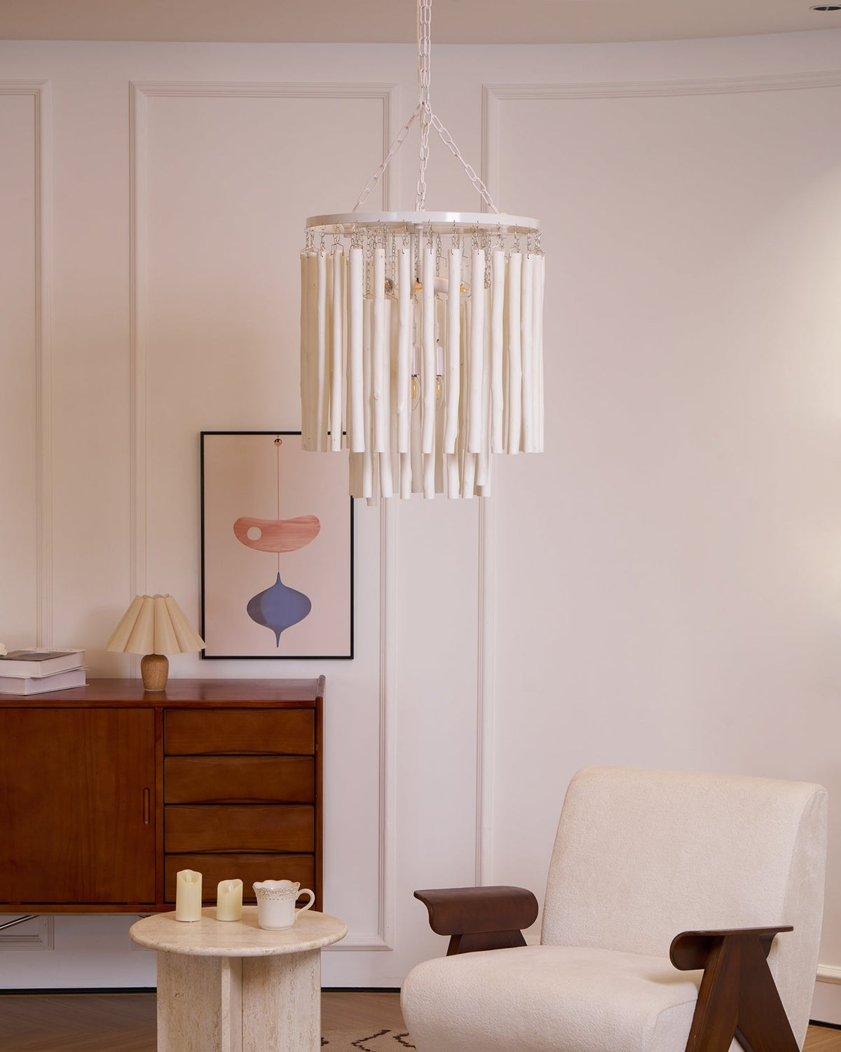 Layerwood Black White Multi-Light Chandelier