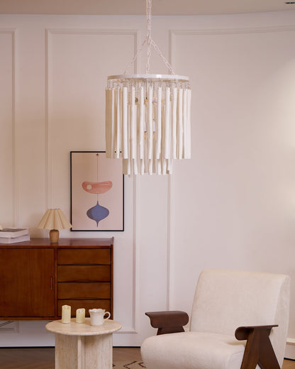 Layerwood Black White Multi-Light Chandelier