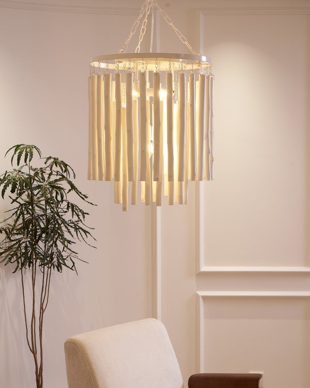 Layerwood Black White Multi-Light Chandelier