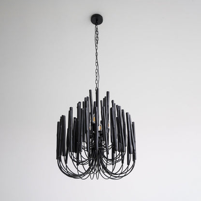 Layerwood Black White Multi-Light Chandelier