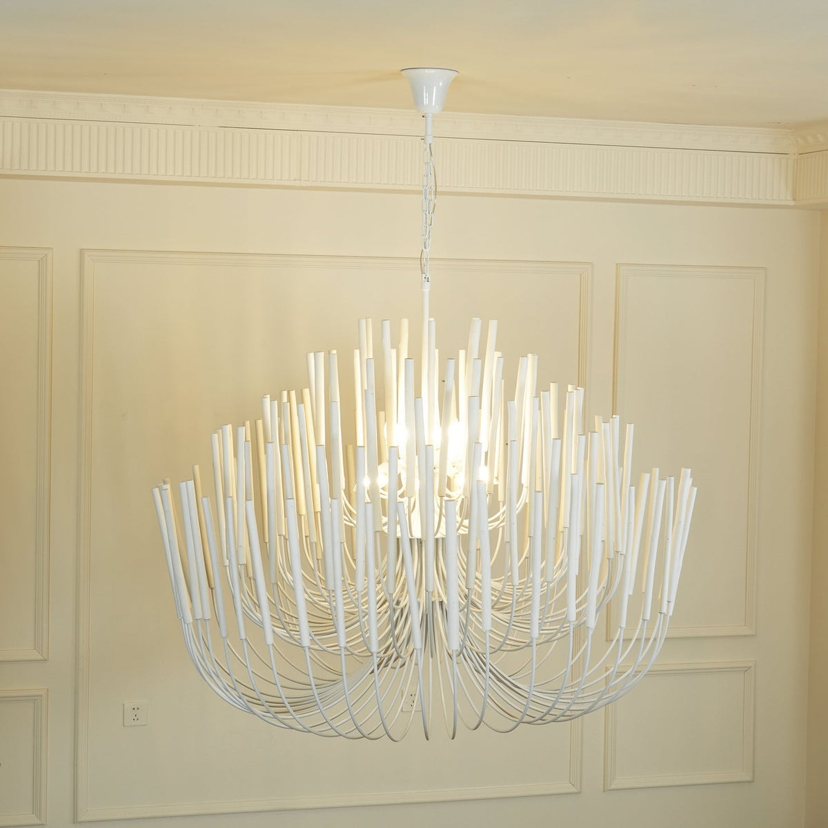 Layerwood Black White Multi-Light Chandelier