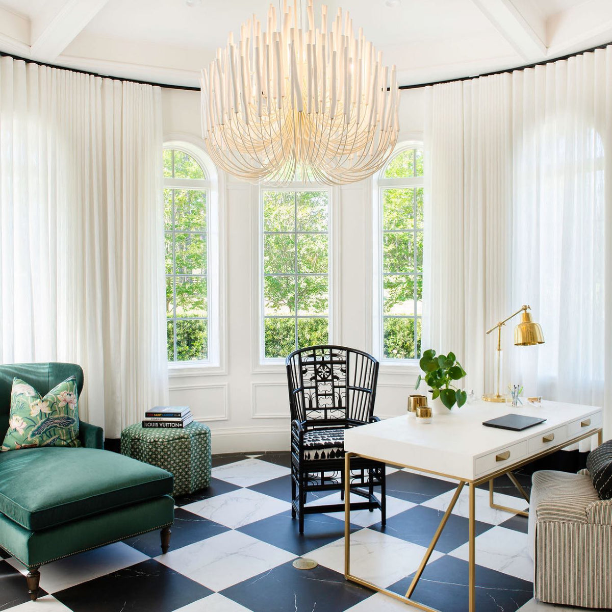 Layerwood Black White Multi-Light Chandelier