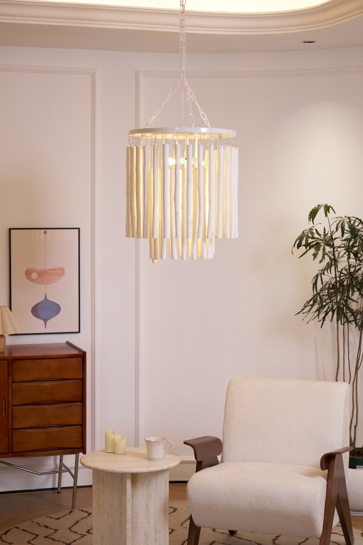 Layerwood Black White Multi-Light Chandelier
