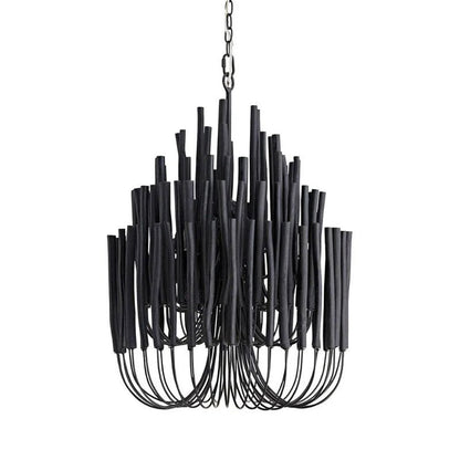 Layerwood Black White Multi-Light Chandelier