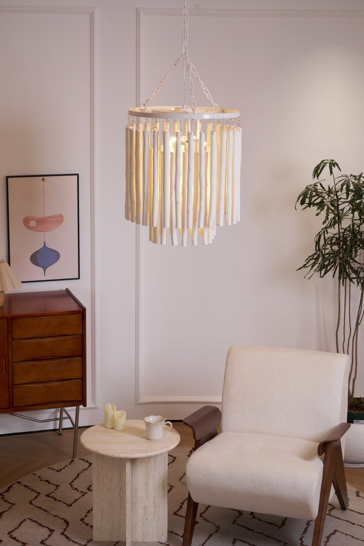 Layerwood Black White Multi-Light Chandelier