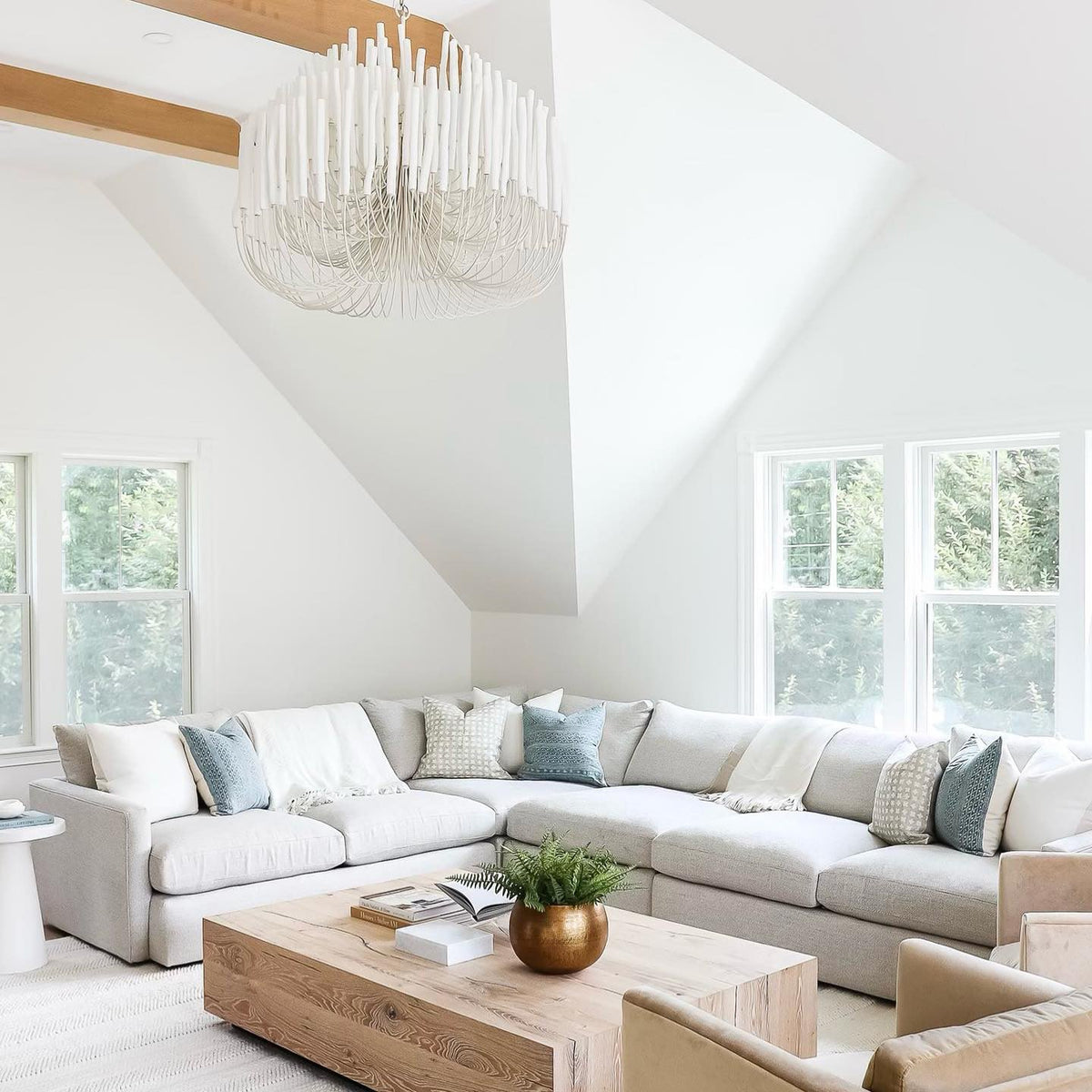 Layerwood Black White Multi-Light Chandelier