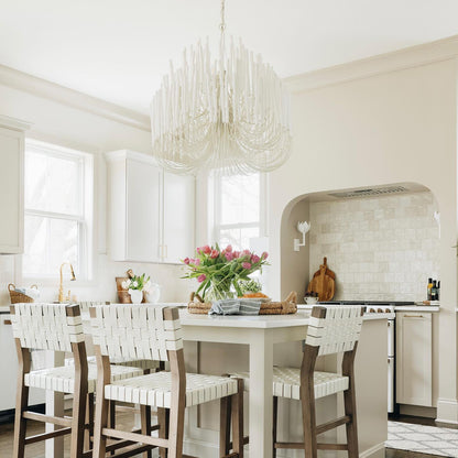 Layerwood Black White Multi-Light Chandelier