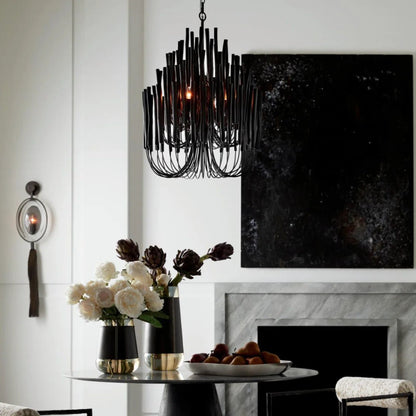 Layerwood Black White Multi-Light Chandelier