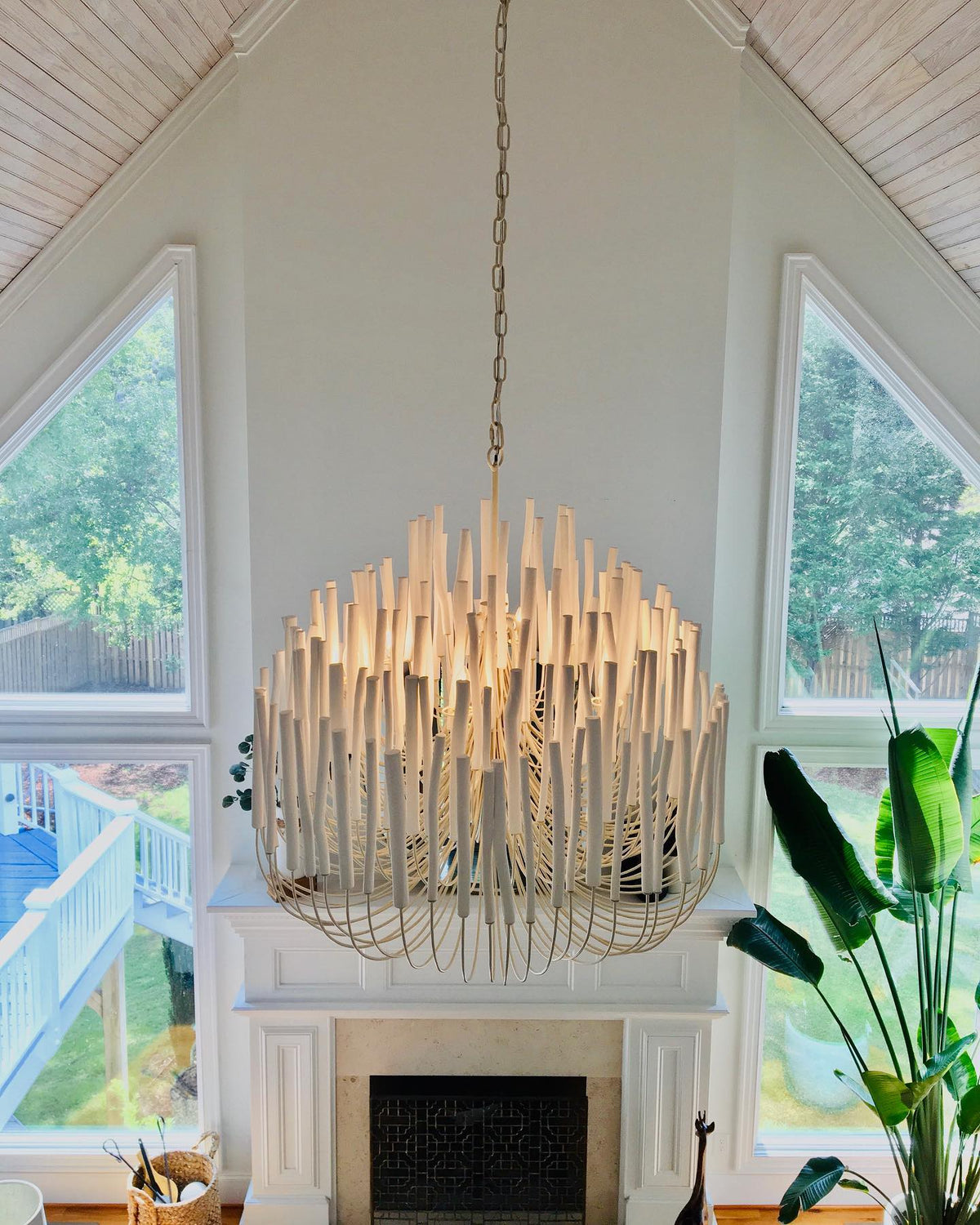 Layerwood Black White Multi-Light Chandelier