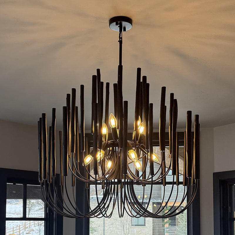 Layerwood Black White Multi-Light Chandelier