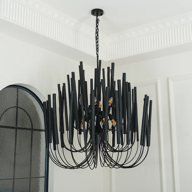 Layerwood Black White Multi-Light Chandelier