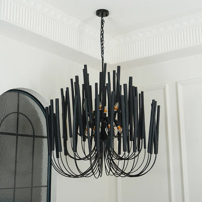 Layerwood Black White Multi-Light Chandelier