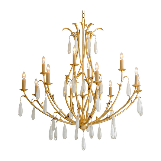 Leaf-Finish Twelve-Light Decorative Chandelier