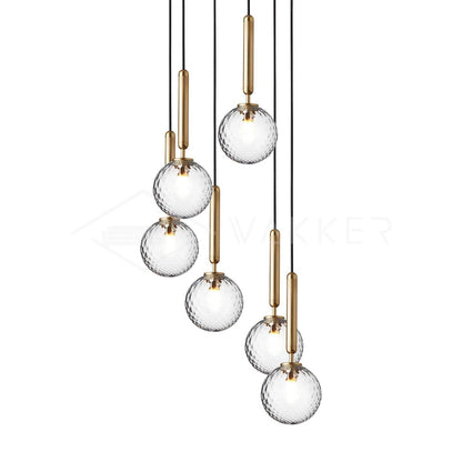 Lentura Brass Glass Multi-Light Pendant