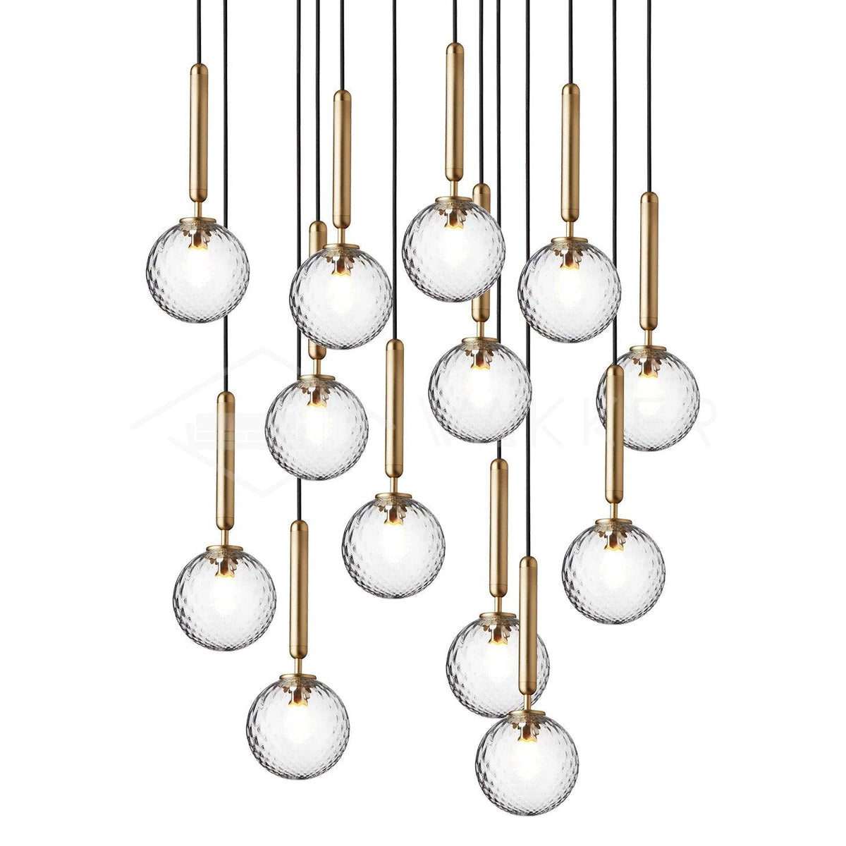 Lentura Brass Glass Multi-Light Pendant