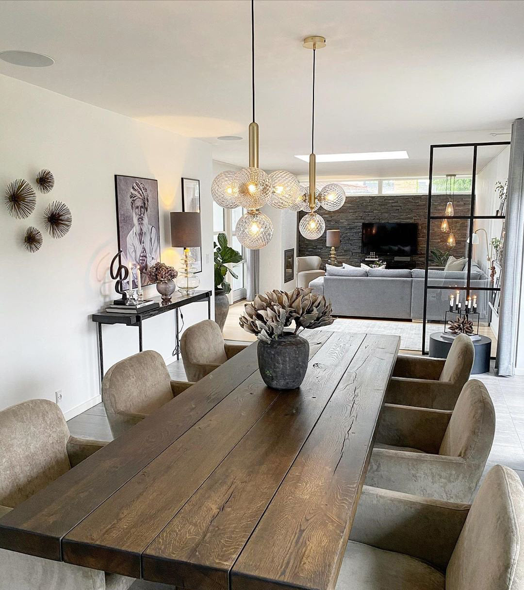 Lentura Brass Glass Multi-Light Pendant