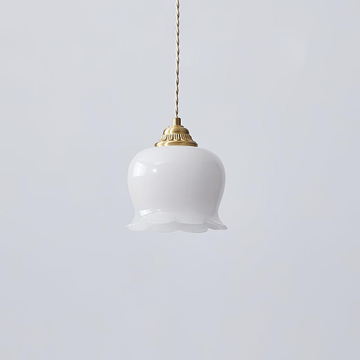Valley flower Pendant Lamp ∅ 5.5″ x H 5.9″/ Dia 14cm x H 15cm / Brass & White Pendant light