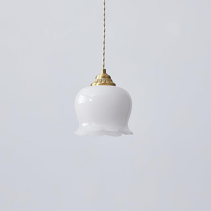 Valley flower Pendant Lamp ∅ 5.5″ x H 5.9″/ Dia 14cm x H 15cm / Brass & White Pendant light