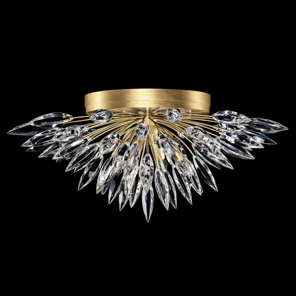 Lily Cluster Gold Silver Crystal Flush Mount