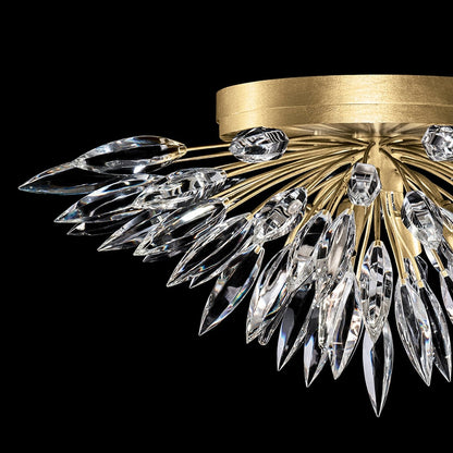 Lily Cluster Gold Silver Crystal Flush Mount