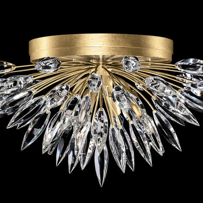 Lily Cluster Gold Silver Crystal Flush Mount