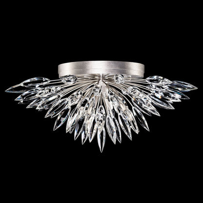Lily Cluster Gold Silver Crystal Flush Mount