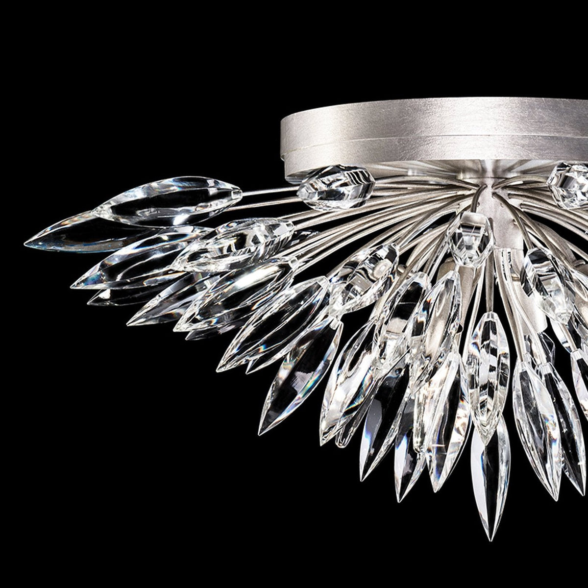 Lily Cluster Gold Silver Crystal Flush Mount