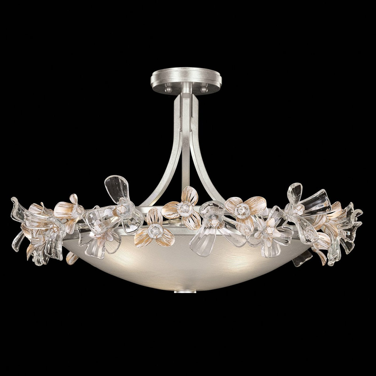 Lily Jewel White Gold Crystal Flush Mount