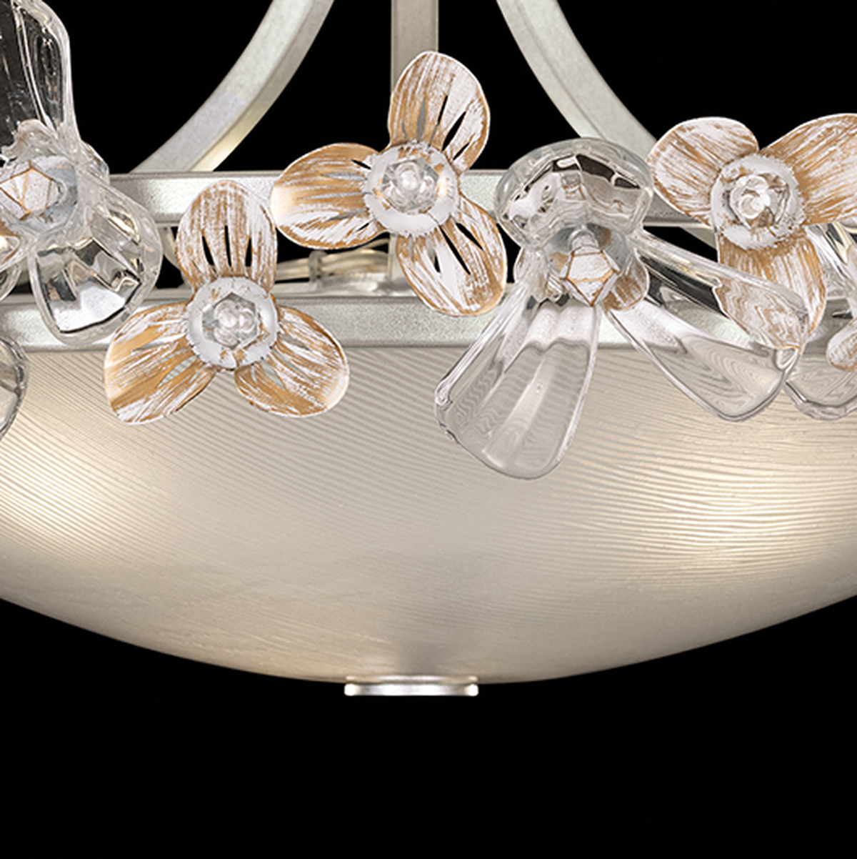 Lily Jewel White Gold Crystal Flush Mount