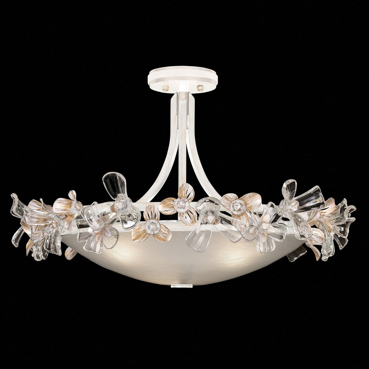 Lily Jewel White Gold Crystal Flush Mount