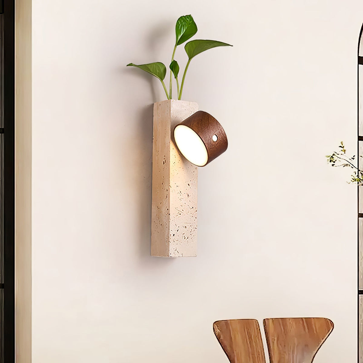 Magnetree Walnut Travertine Rechargeable Wall Light
