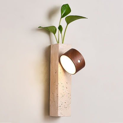 Magnetree Walnut Travertine Rechargeable Wall Light