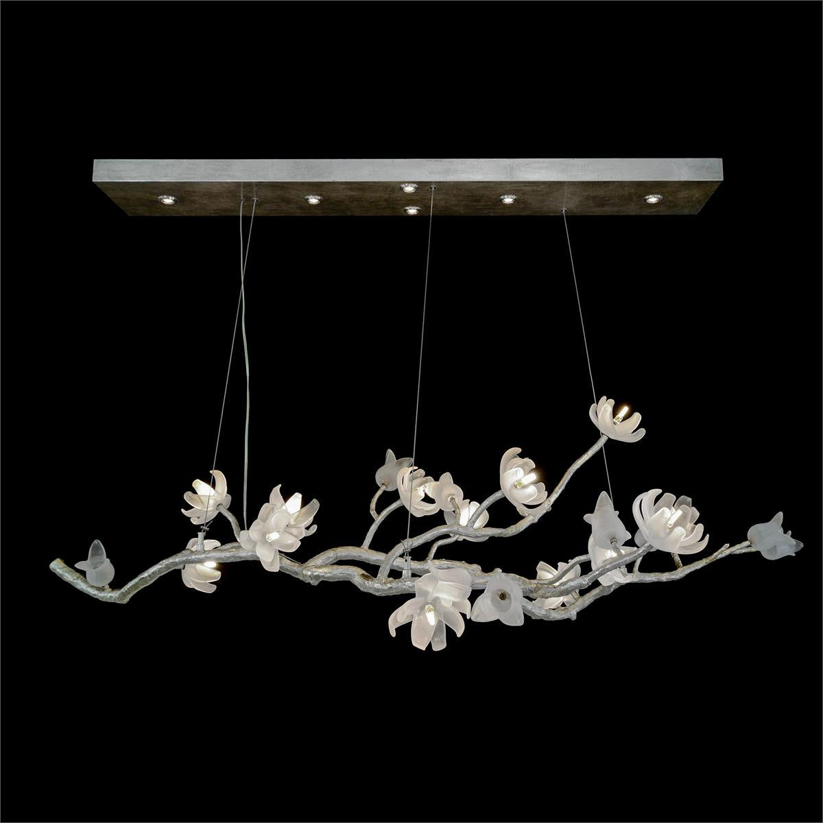 Magnolia Tulip Glass Antique Silver Chandelier