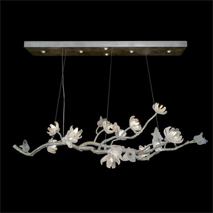 Magnolia Tulip Glass Antique Silver Chandelier