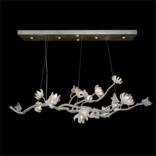 Magnolia Tulip Glass Antique Silver Chandelier