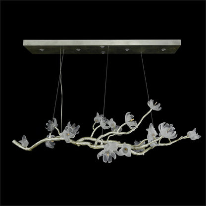 Magnolia Tulip Glass Antique Silver Chandelier