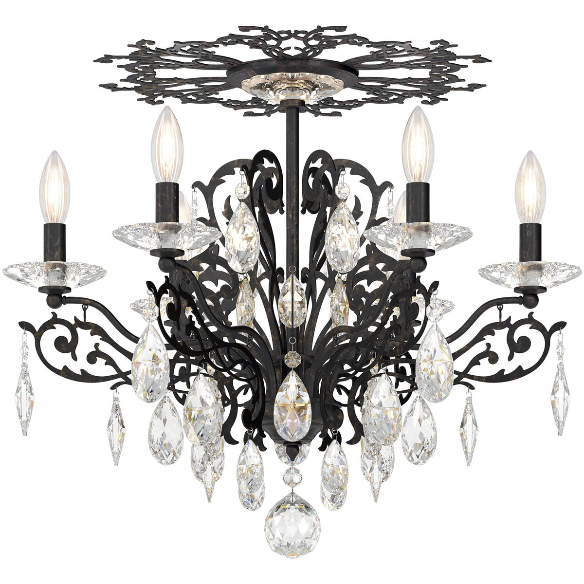 Masquerade Branch Heirloom Gold Crystal Ceiling Light
