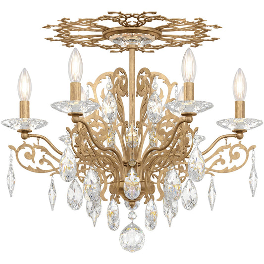 Masquerade Branch Heirloom Gold Crystal Ceiling Light