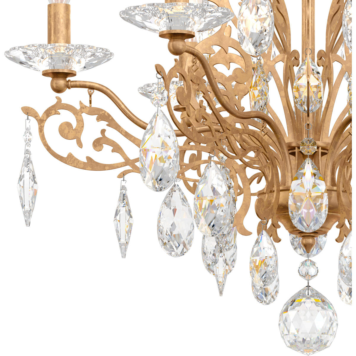 Masquerade Branch Heirloom Gold Crystal Ceiling Light