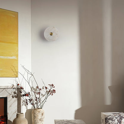 Medallion Brass Alabaster LED Wall Light