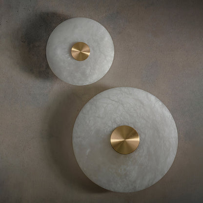 Medallion Brass Alabaster LED Wall Light